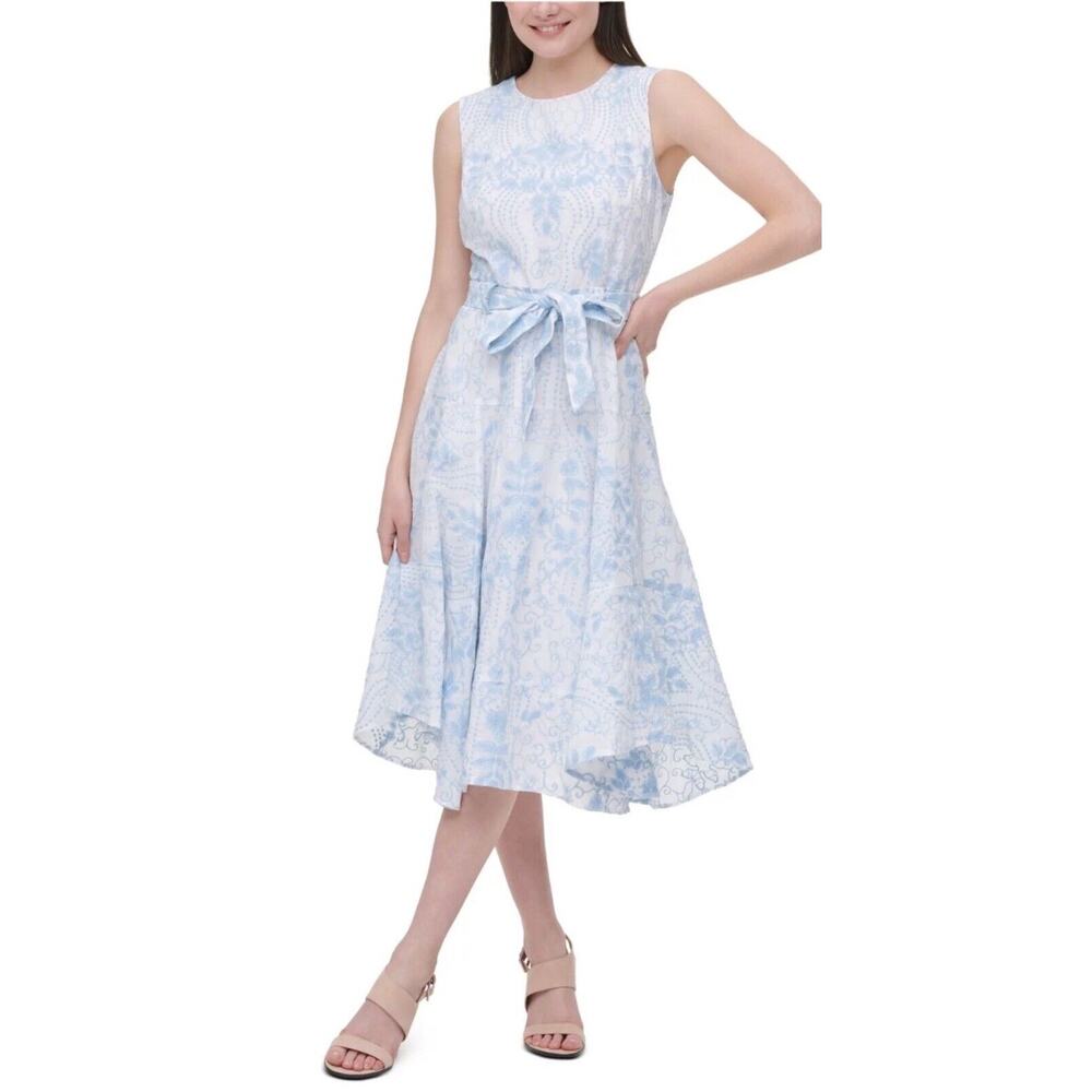 Calvin Klein Blue and White A-Line Sundress